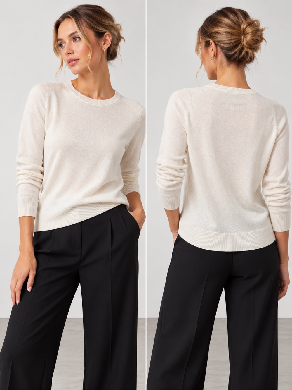 UNIQLO 100% Lightweight Wool Crewneck Sweater Cream Size M